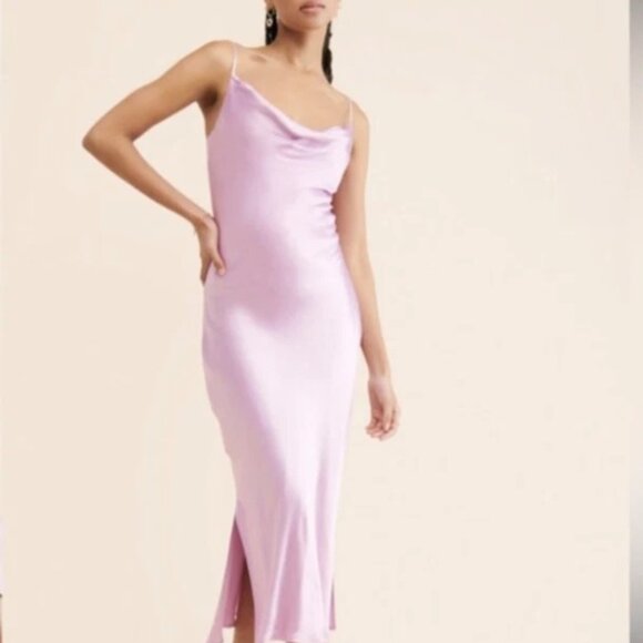 Anthropologie Women's Size XS Maxi Dress Pink Spaghetti Strap Cowl - Picture 1 of 10